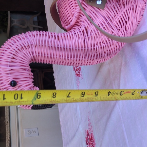 NWOT Pink Flamingo Wicker Purse Bag Basket - Picture 9 of 13